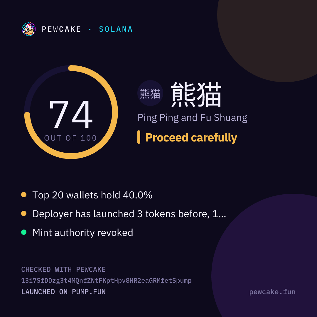 Pewcake risk card for 熊猫