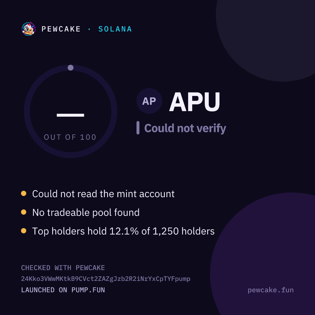 Pewcake risk card for APU