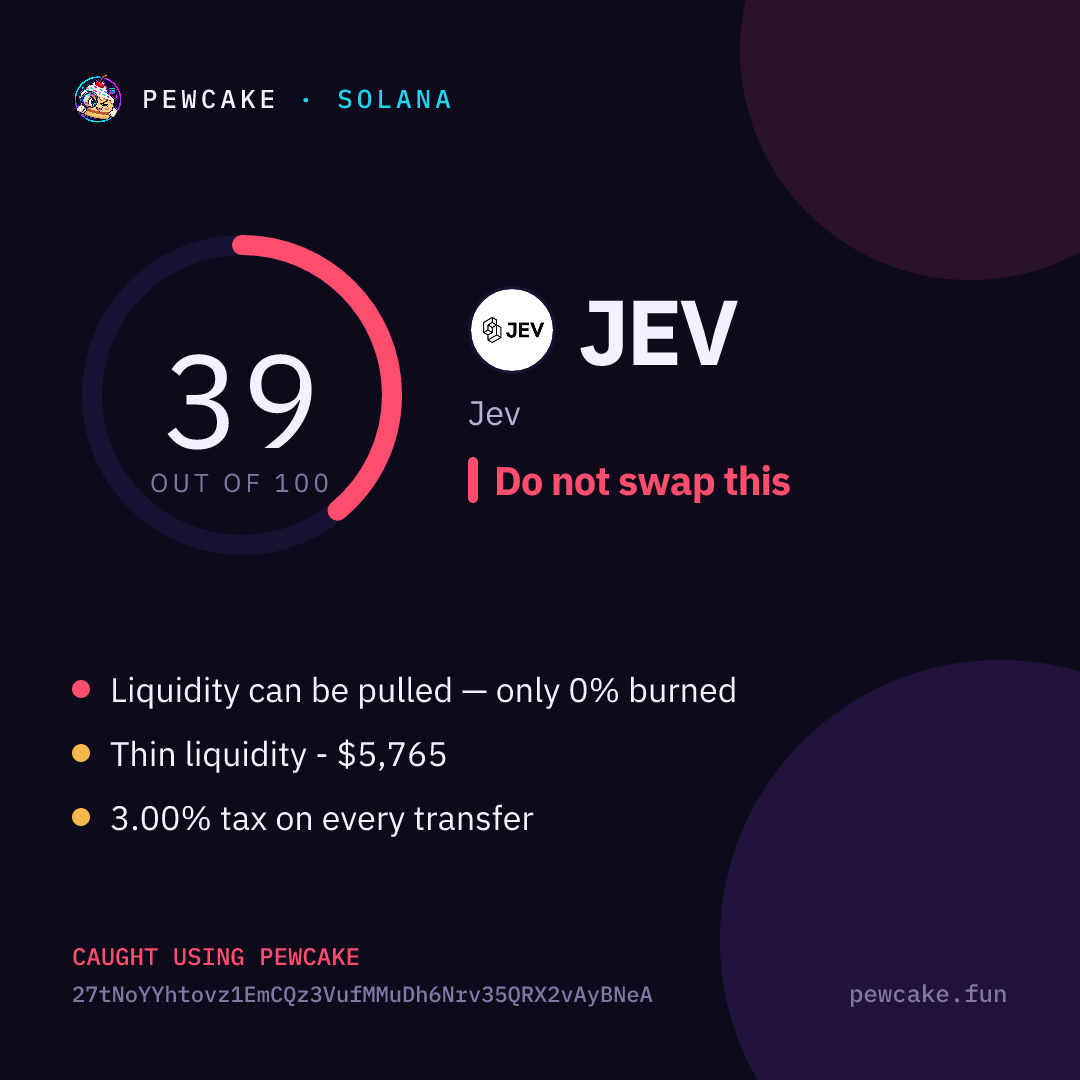 Pewcake risk card for JEV