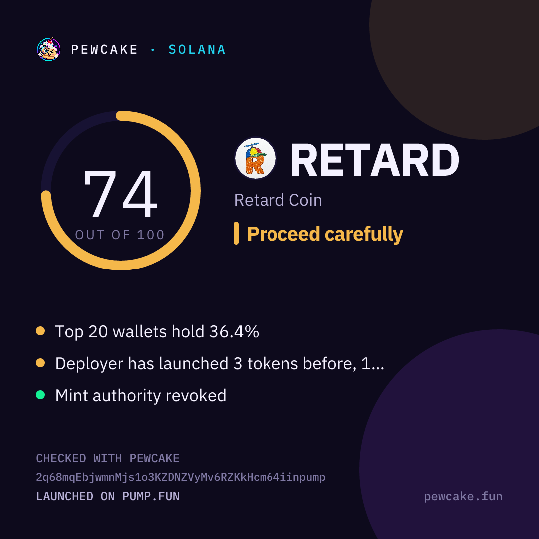 Pewcake risk card for RETARD