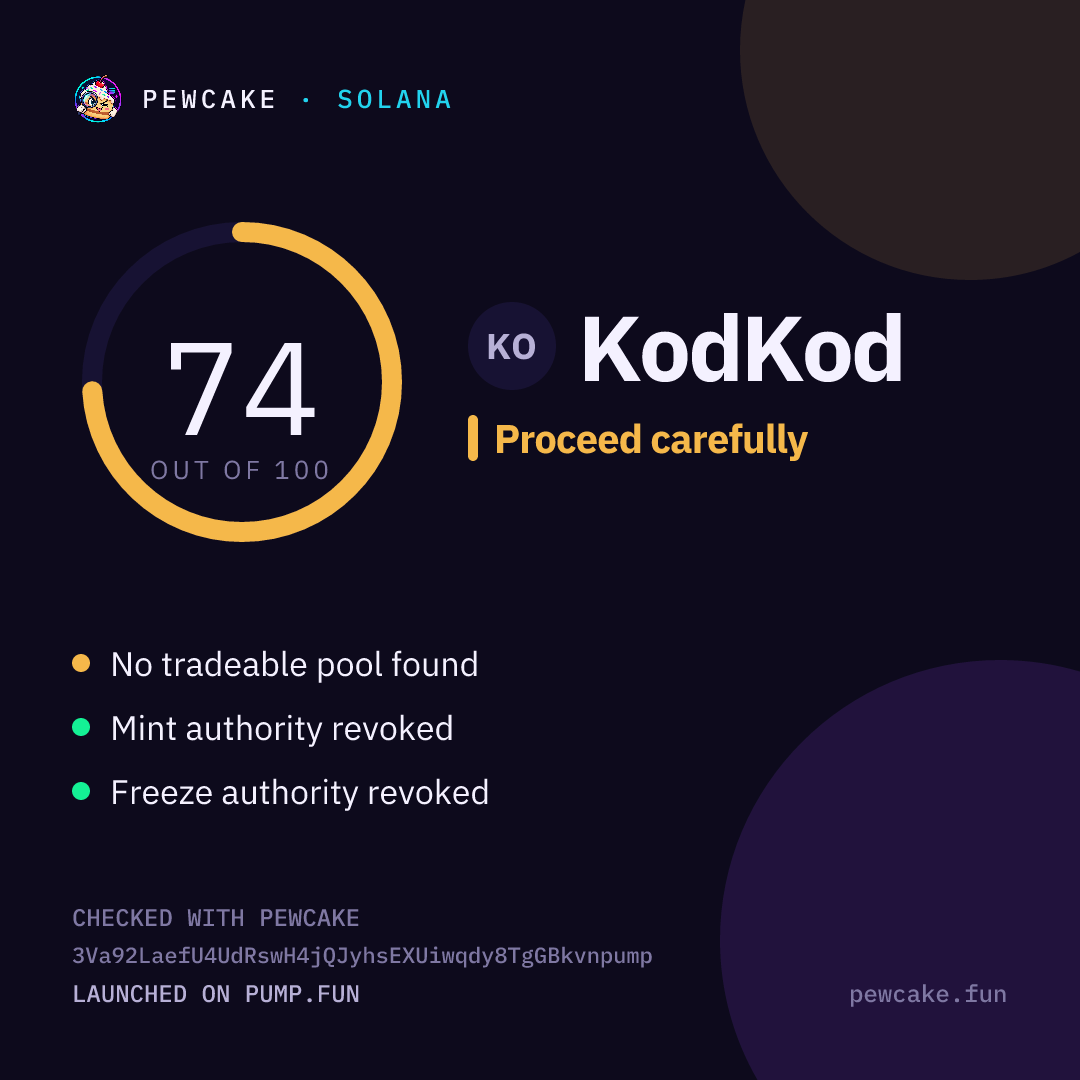 Pewcake risk card for KodKod