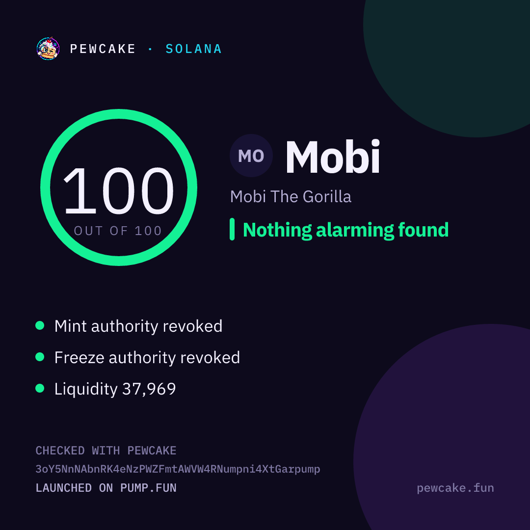 Pewcake risk card for Mobi