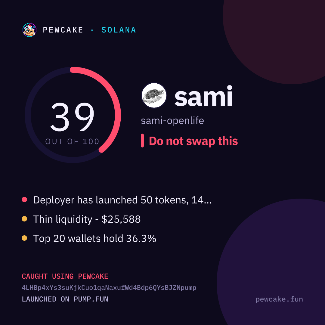 Pewcake risk card for sami