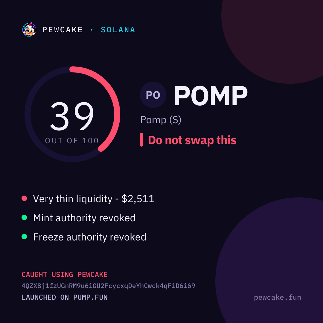 Pewcake risk card for POMP