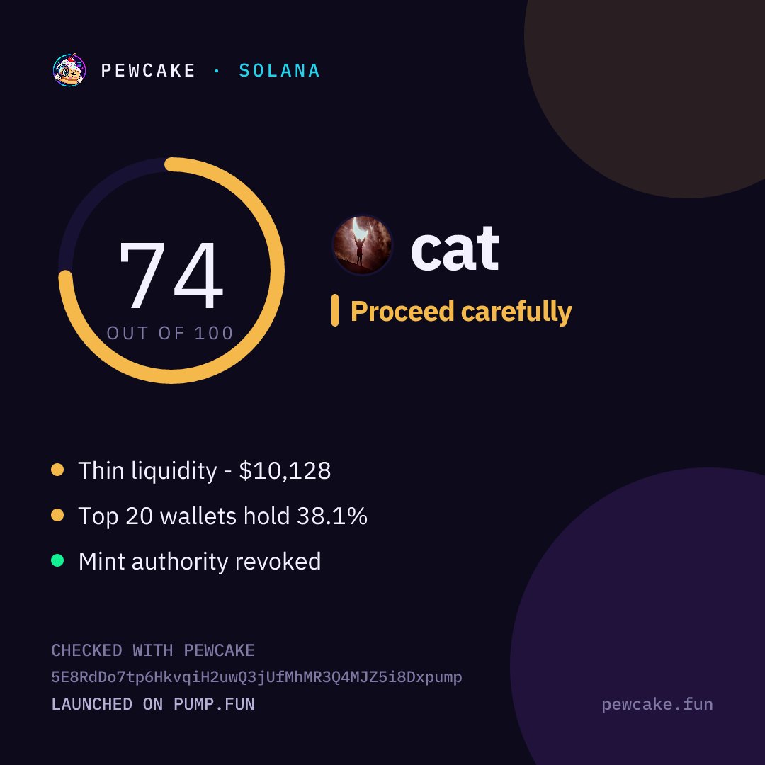 Pewcake risk card for cat