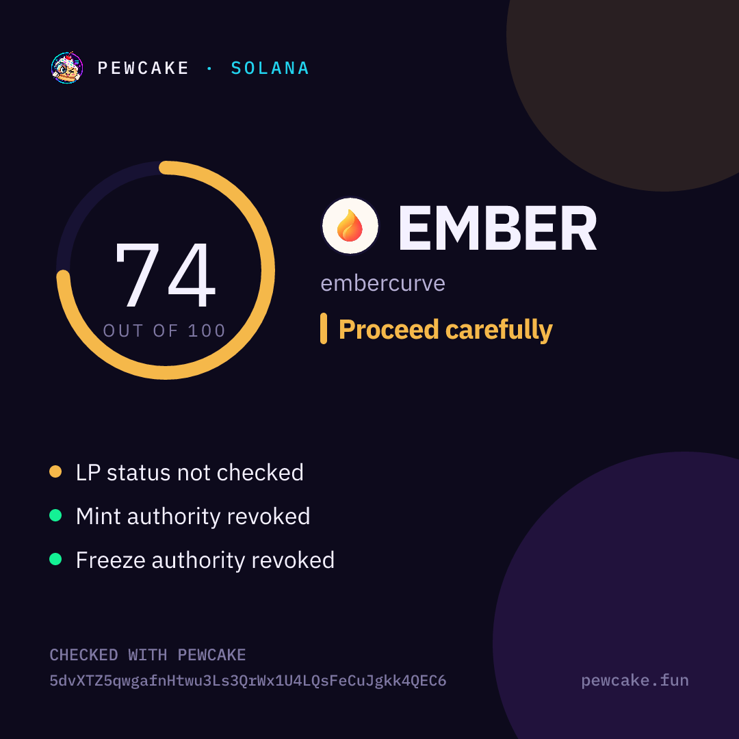 Pewcake risk card for EMBER
