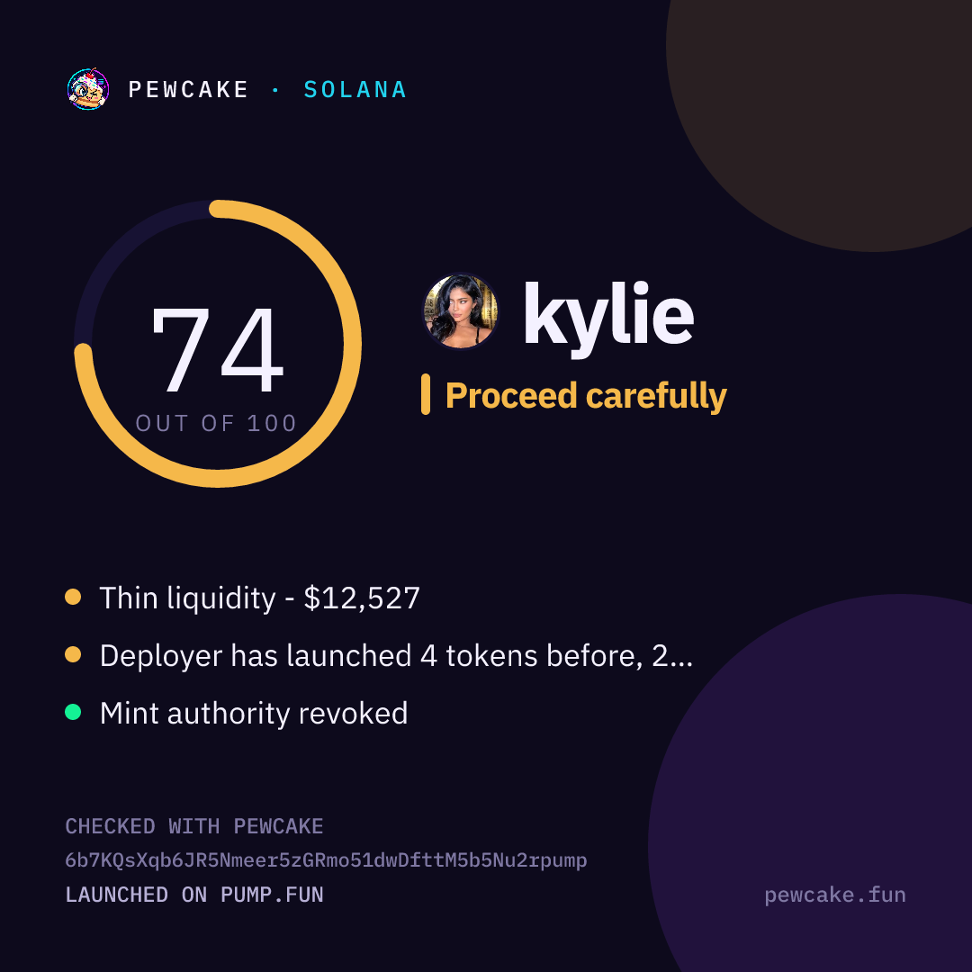 Pewcake risk card for kylie