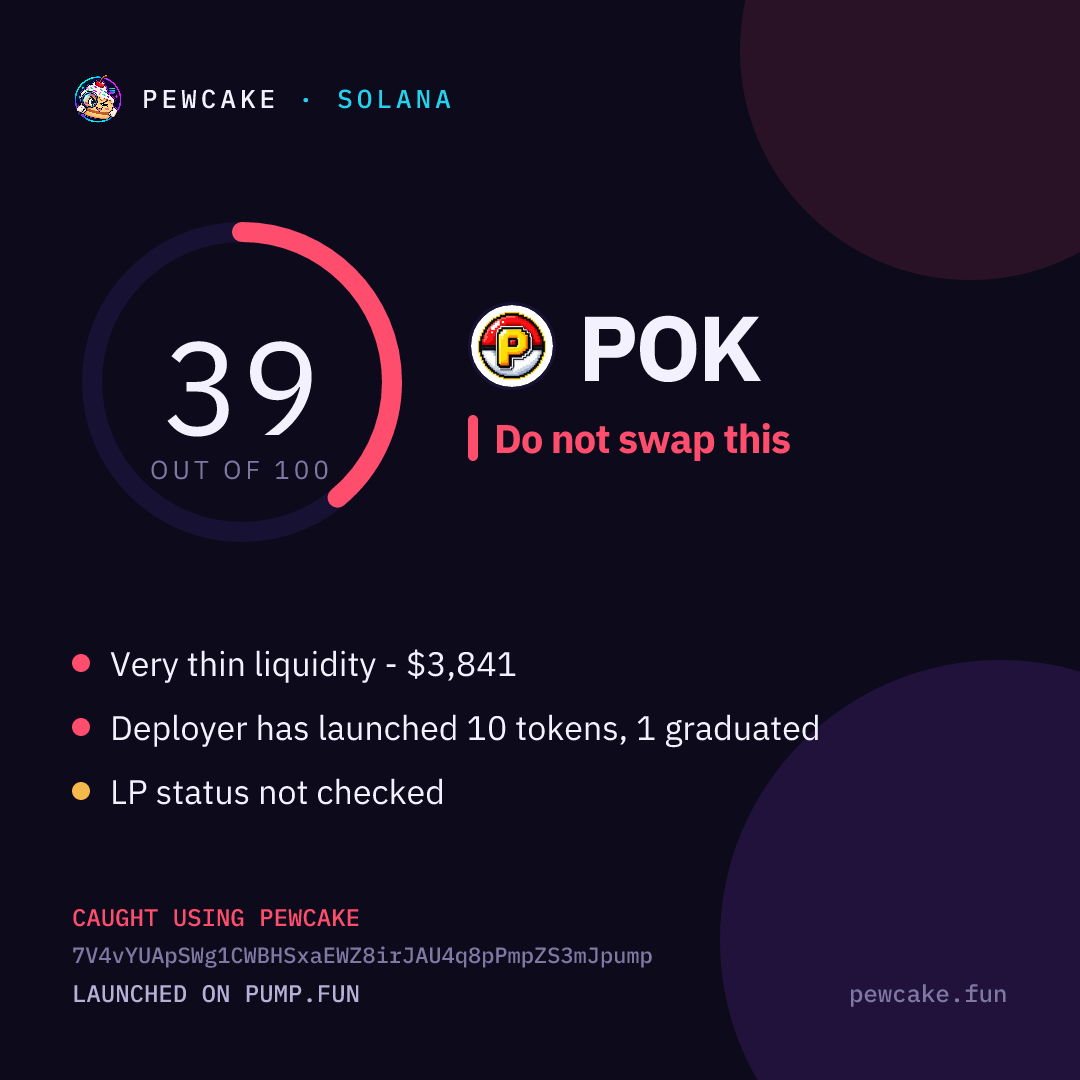 Pewcake risk card for POK