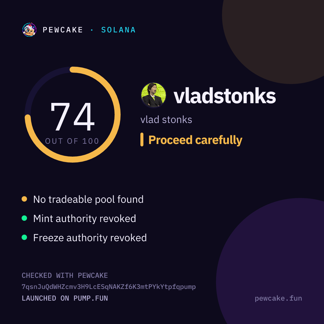 Pewcake risk card for vladstonks