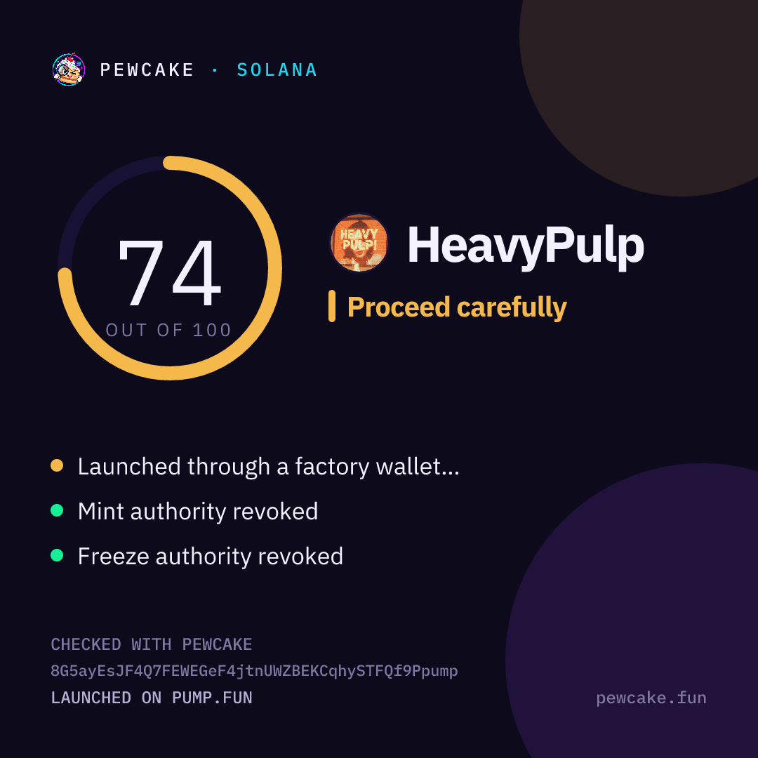 Pewcake risk card for HeavyPulp