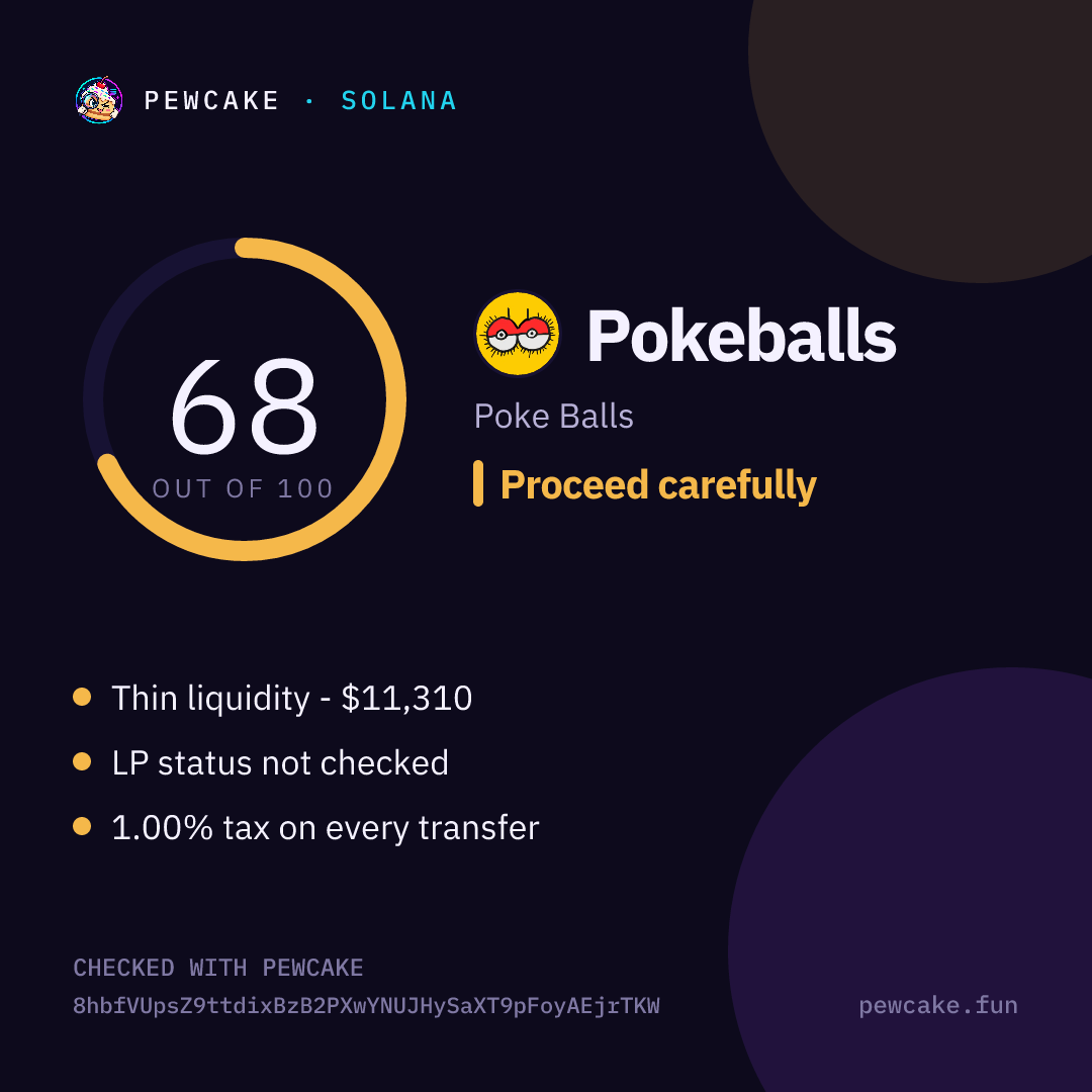 Pewcake risk card for Pokeballs