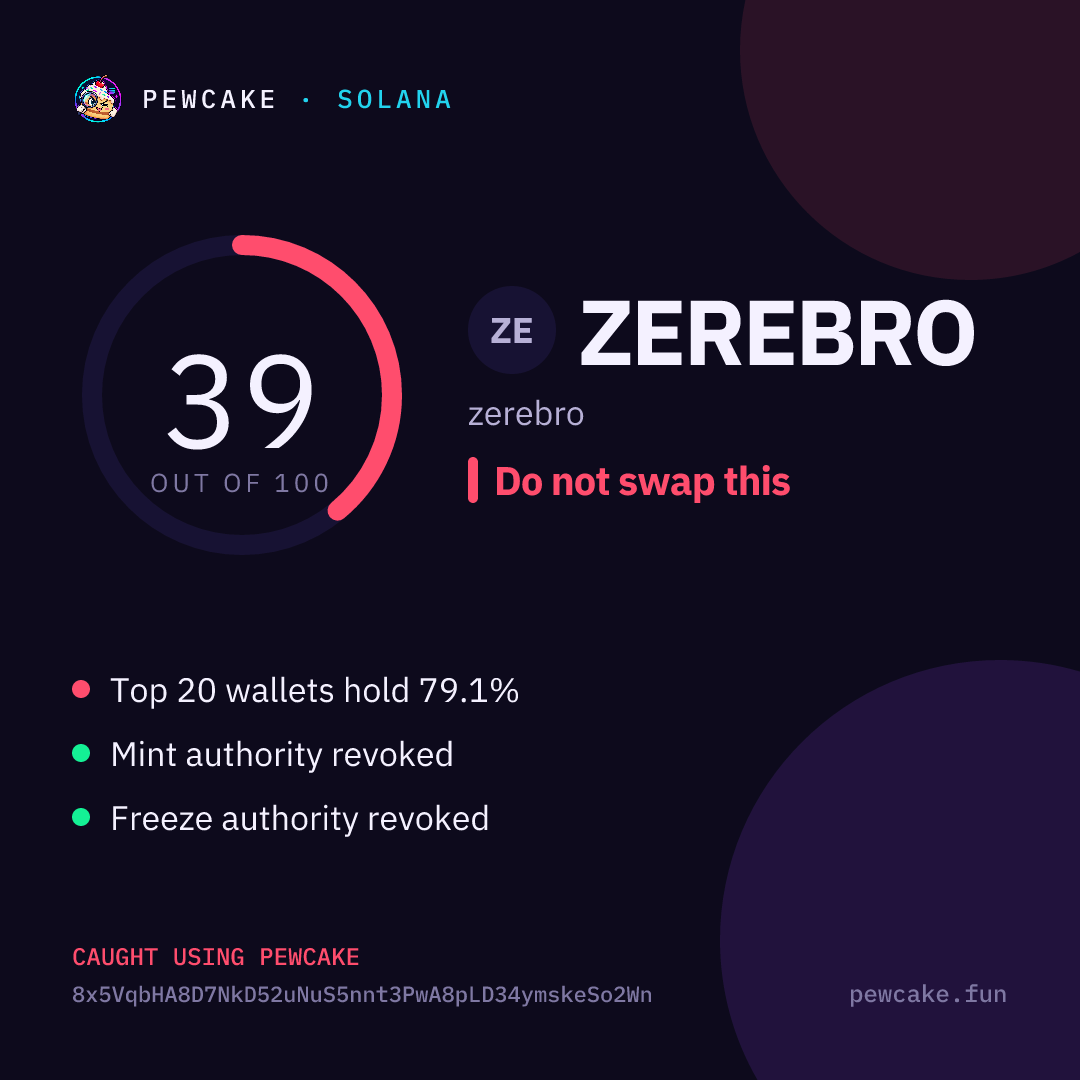 Pewcake risk card for ZEREBRO