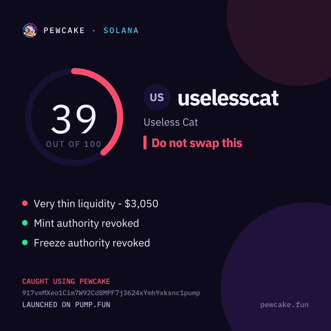 Pewcake risk card for uselesscat