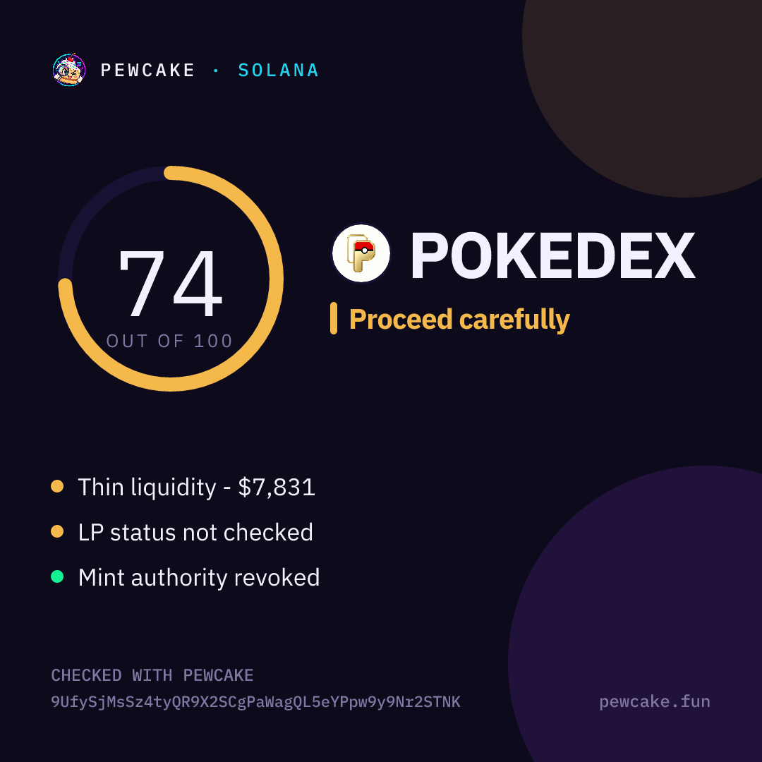 Pewcake risk card for POKEDEX