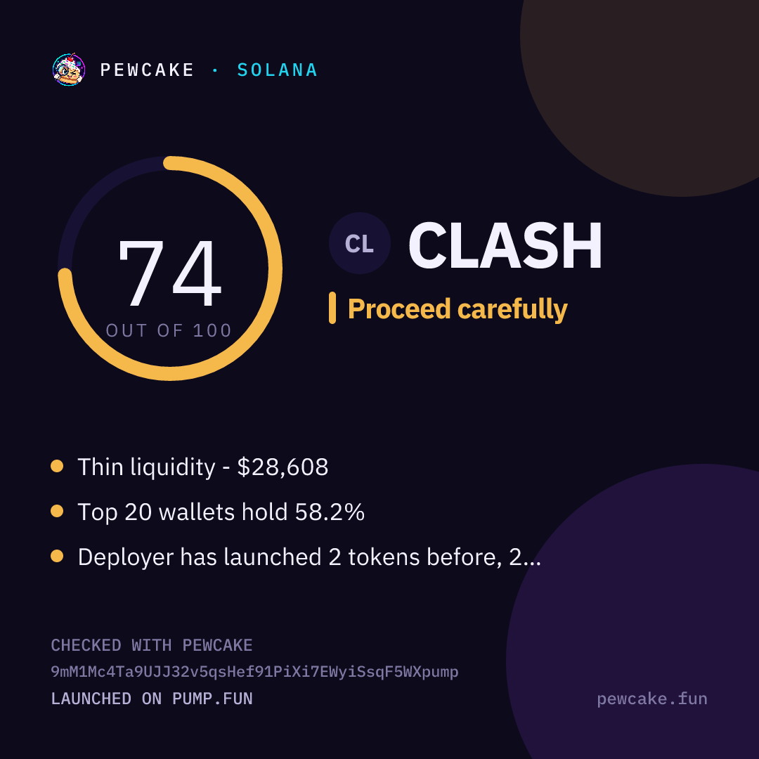 Pewcake risk card for CLASH