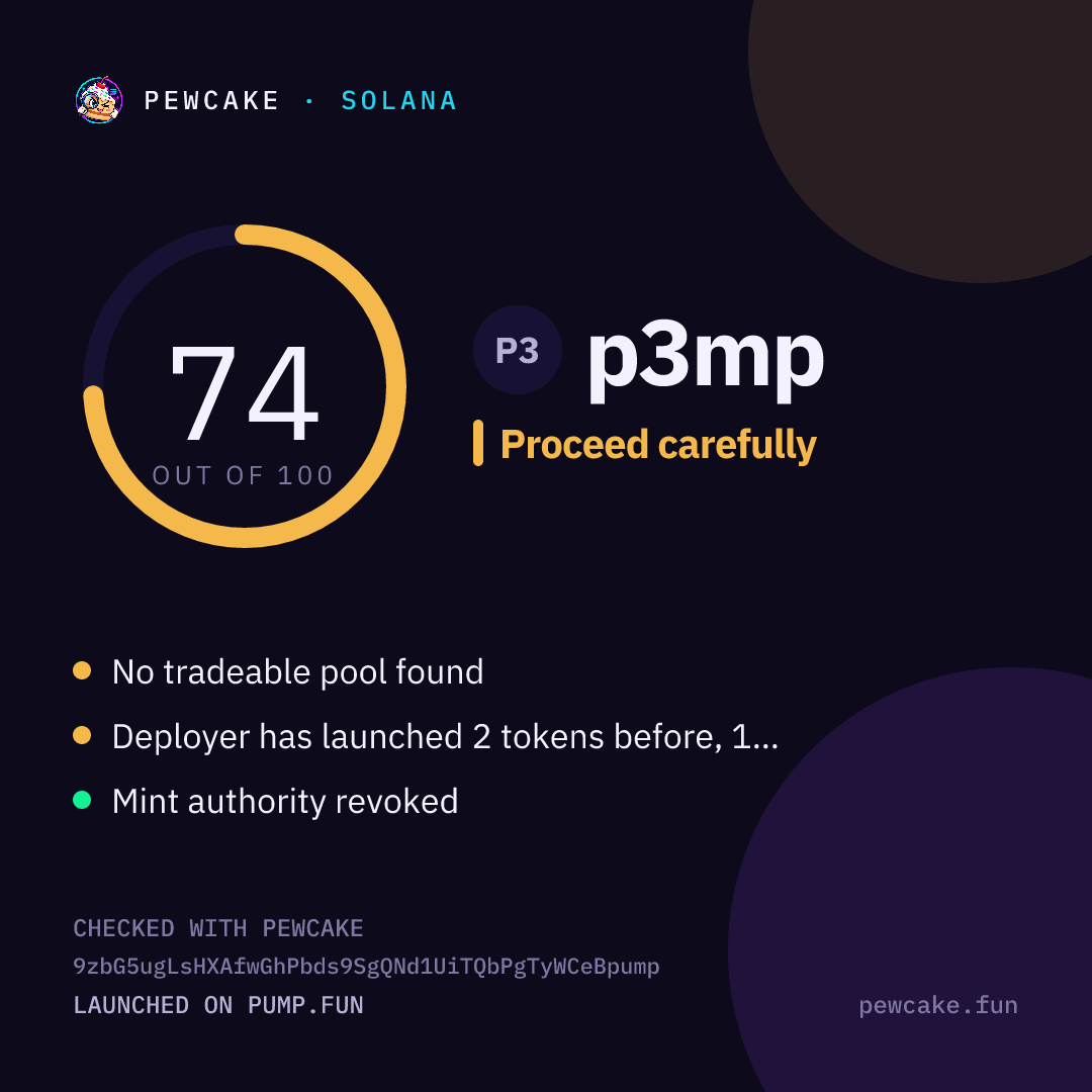 Pewcake risk card for p3mp