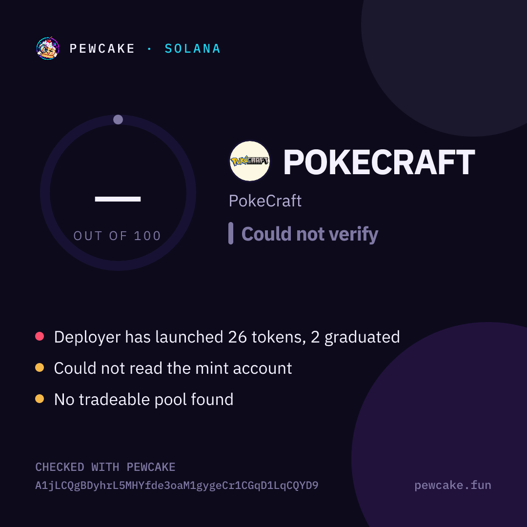 Pewcake risk card for POKECRAFT