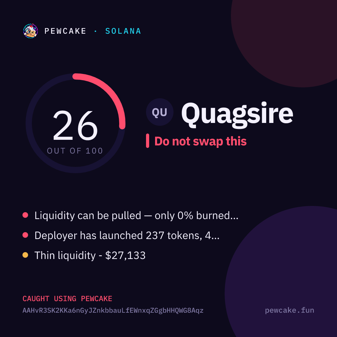 Pewcake risk card for Quagsire