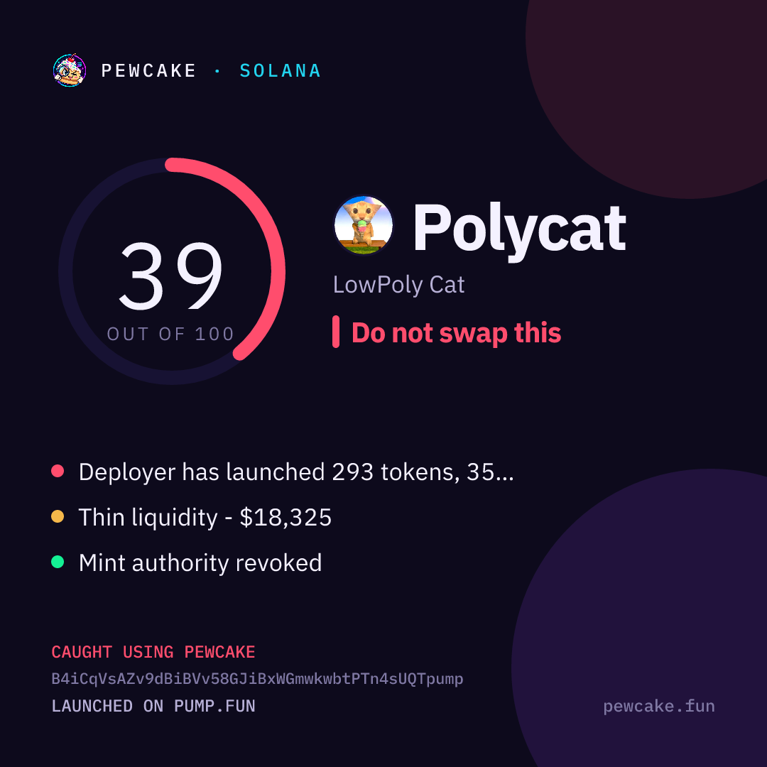 Pewcake risk card for Polycat
