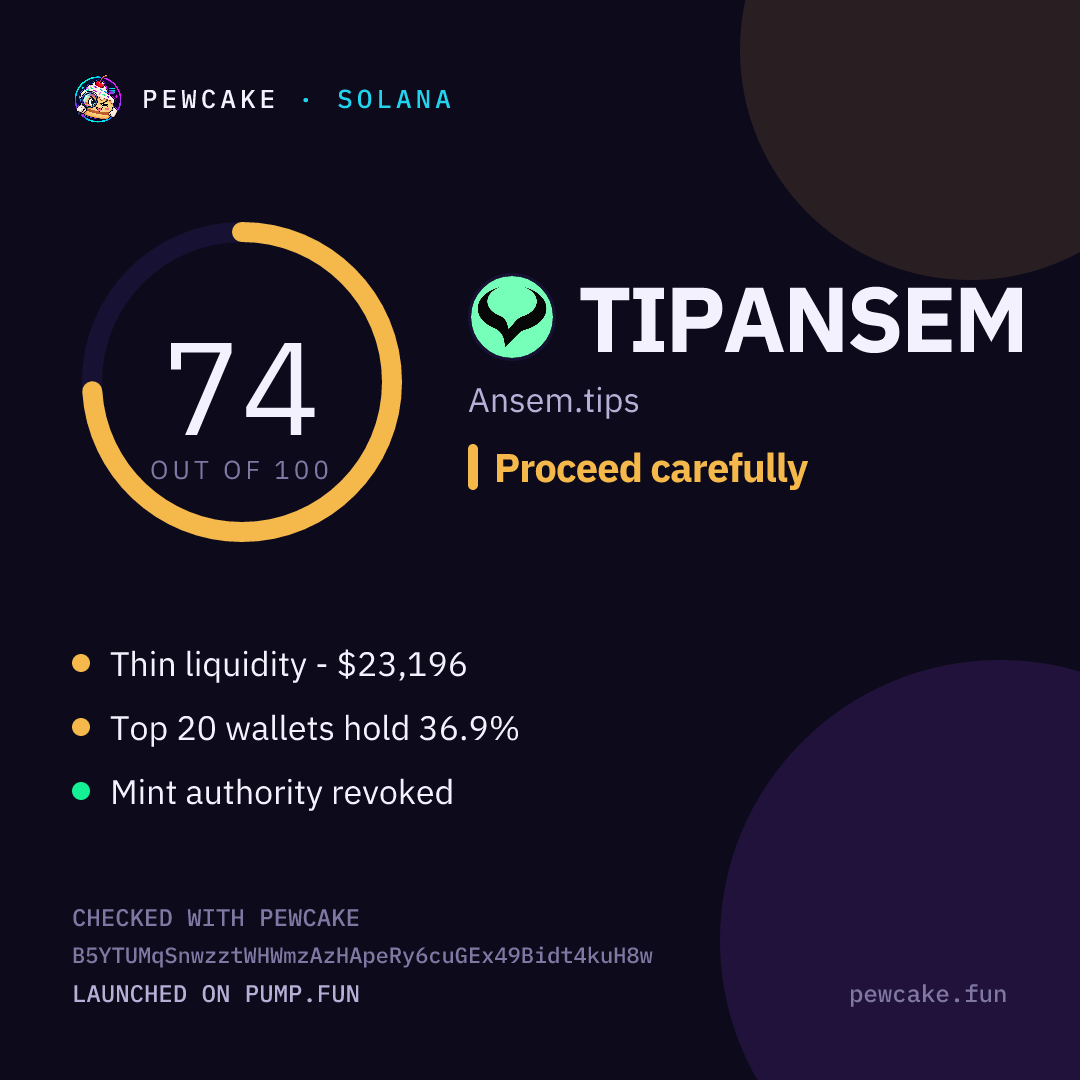 Pewcake risk card for TIPANSEM
