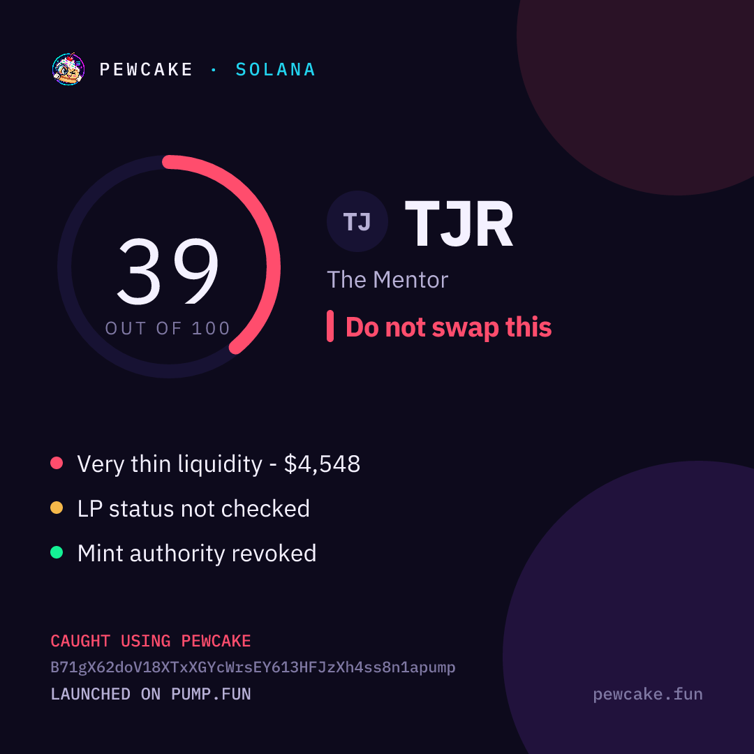 Pewcake risk card for TJR