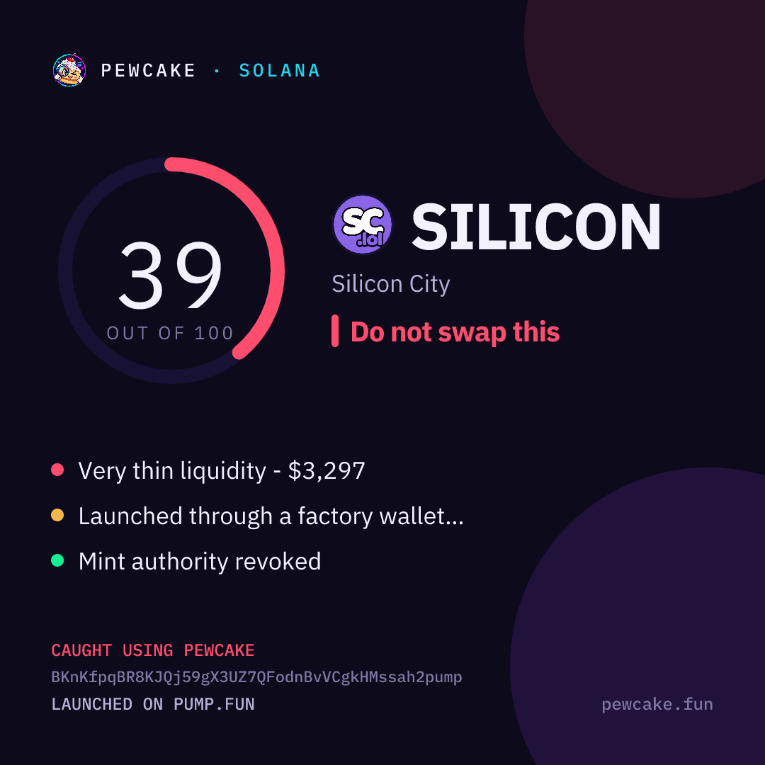 Pewcake risk card for SILICON