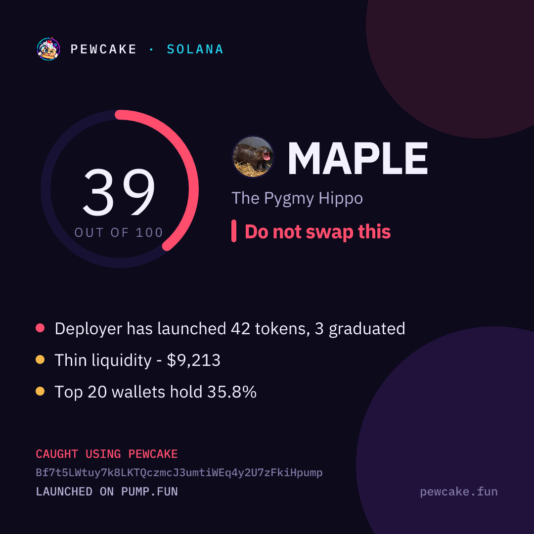 Pewcake risk card for MAPLE