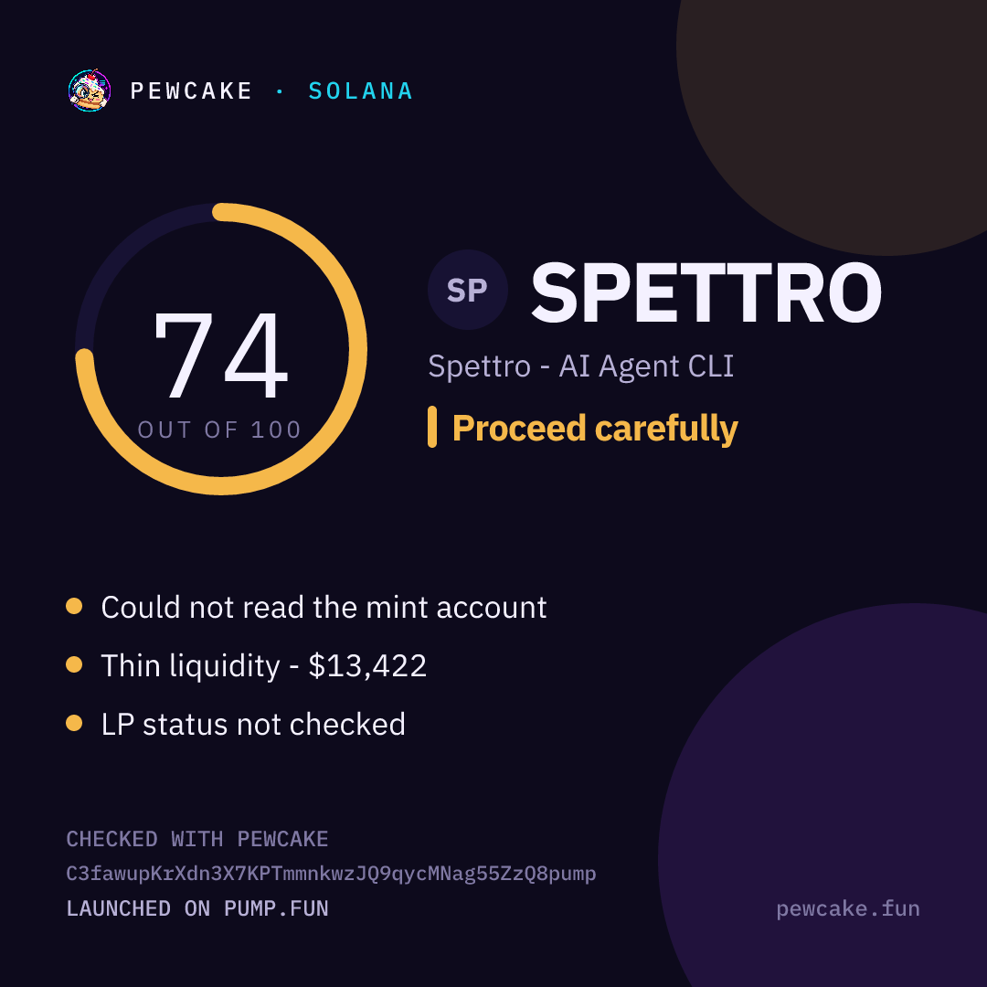 Pewcake risk card for SPETTRO
