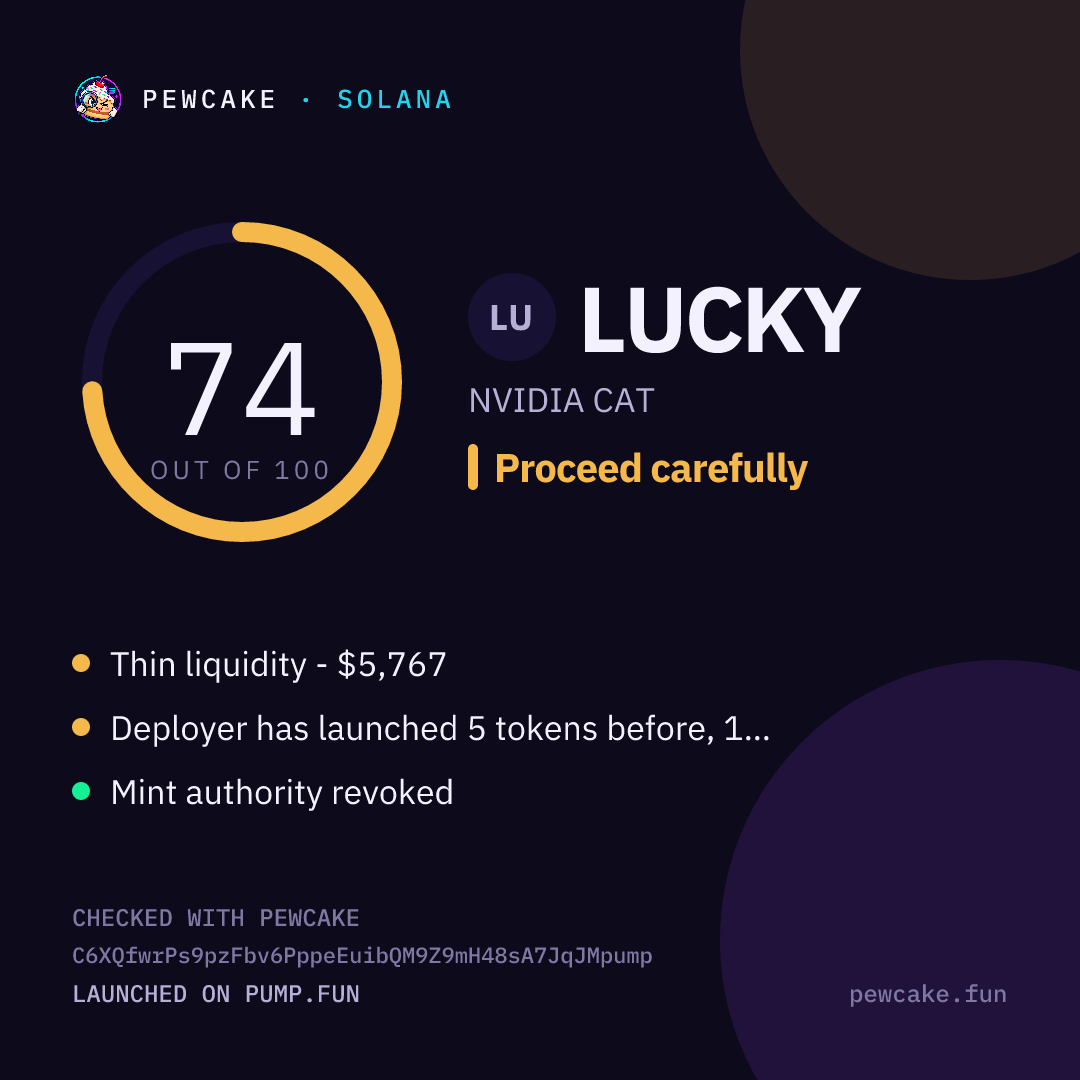 Pewcake risk card for LUCKY