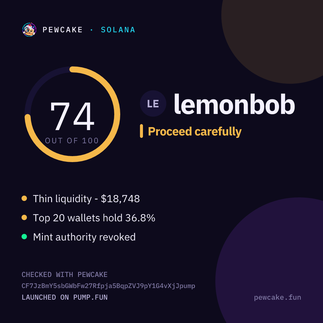 Pewcake risk card for lemonbob