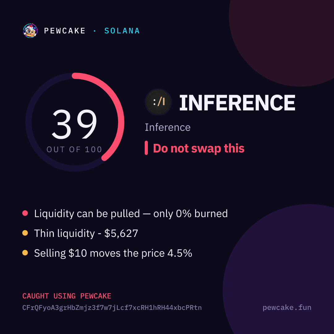 Pewcake risk card for INFERENCE