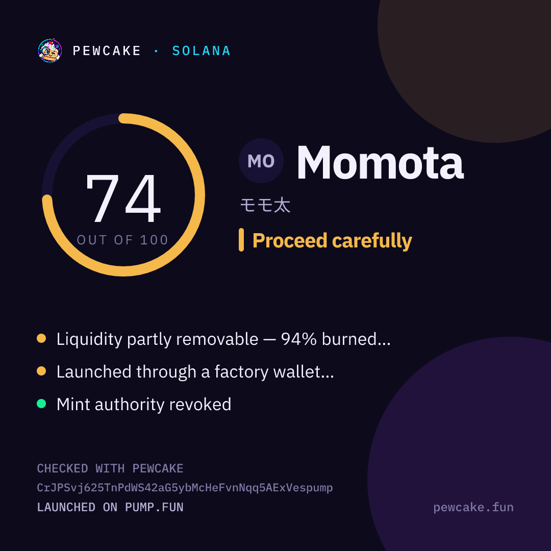 Pewcake risk card for Momota