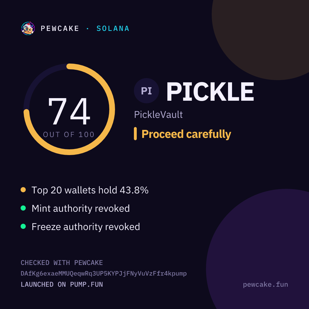 Pewcake risk card for PICKLE
