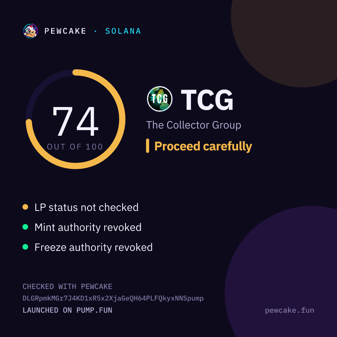 Pewcake risk card for TCG