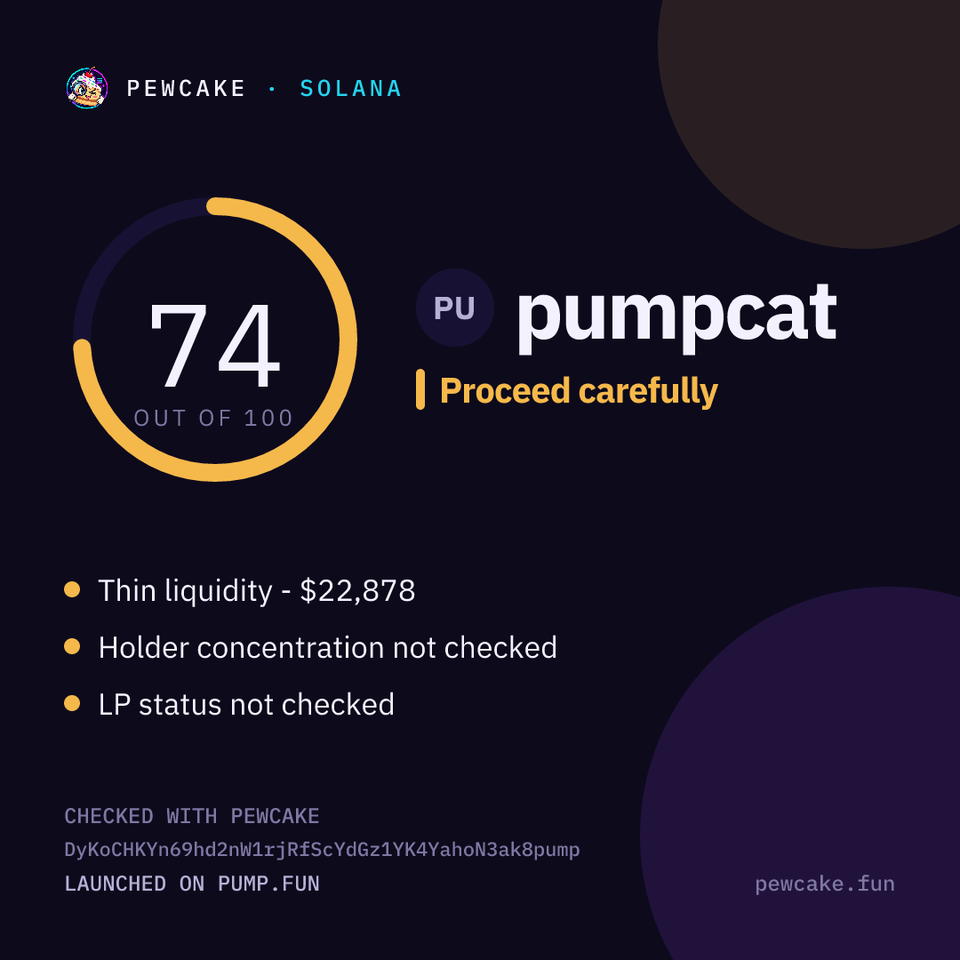 Pewcake risk card for pumpcat