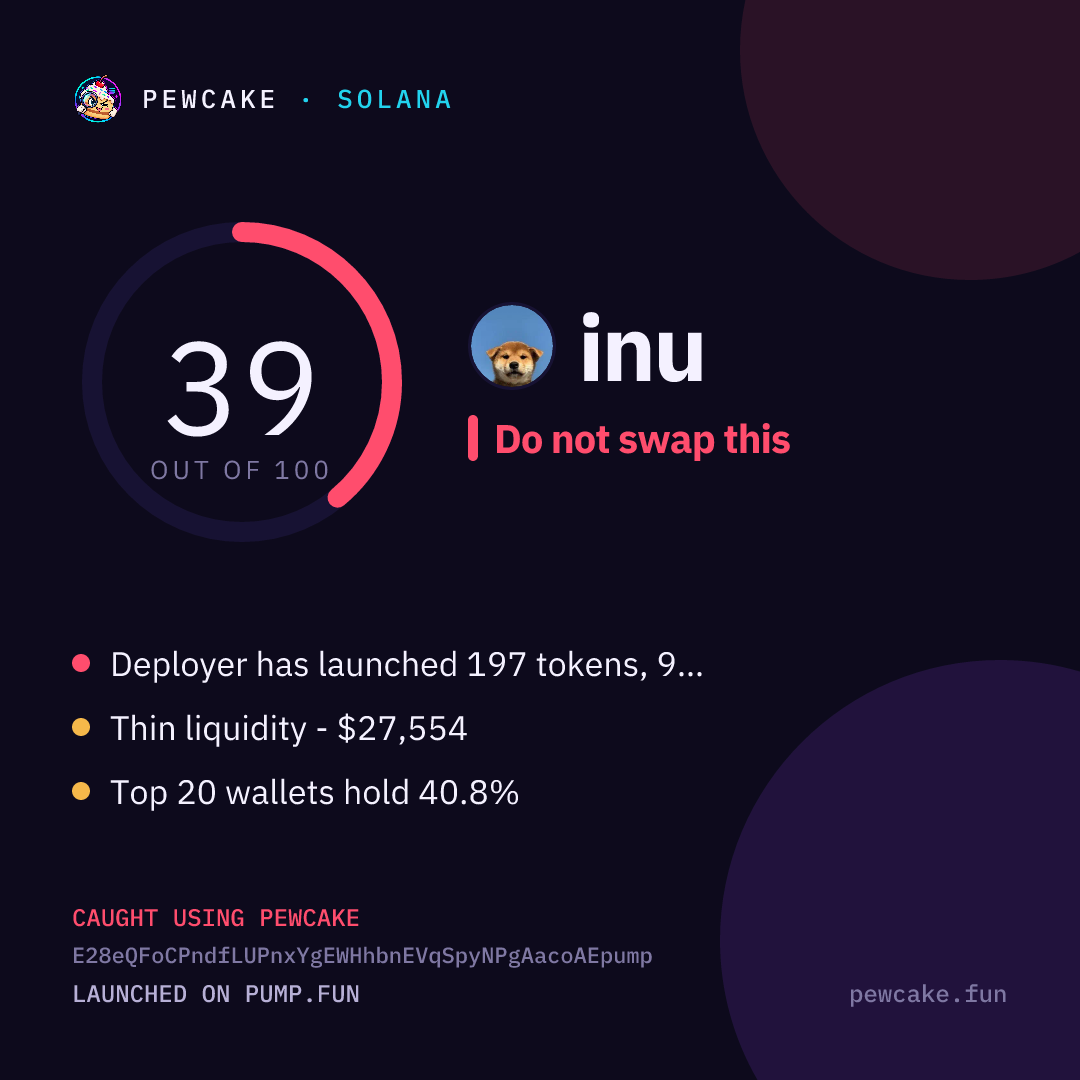 Pewcake risk card for inu