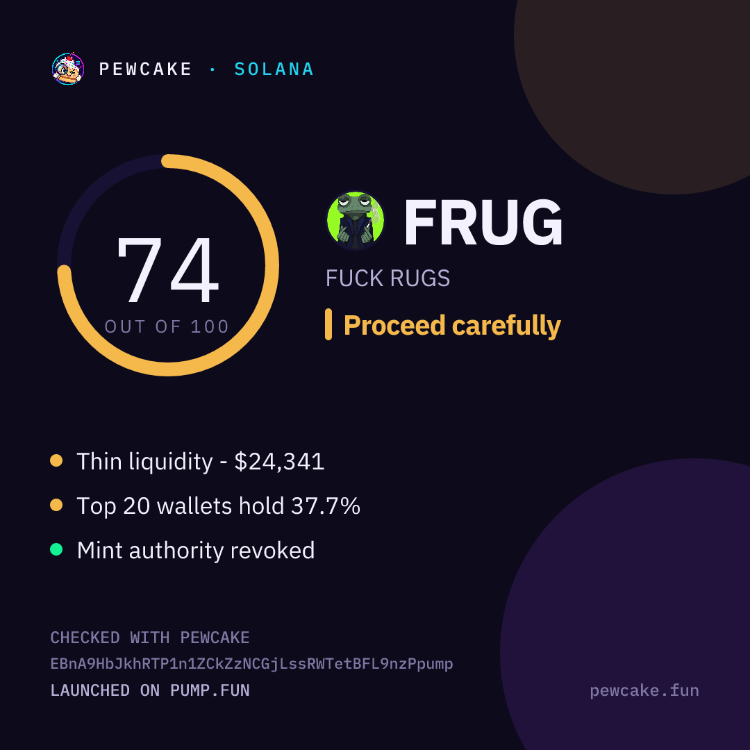 Pewcake risk card for FRUG
