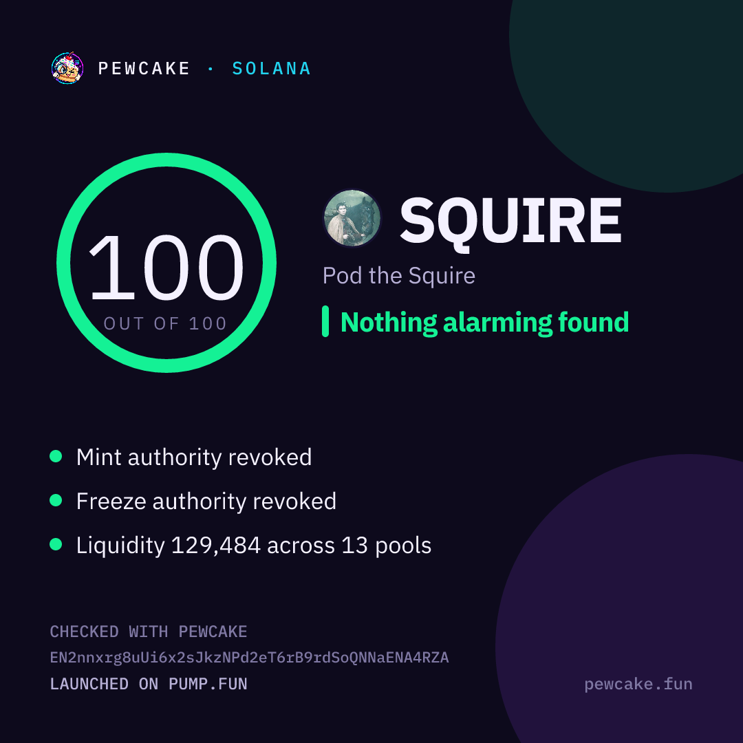 Pewcake risk card for SQUIRE