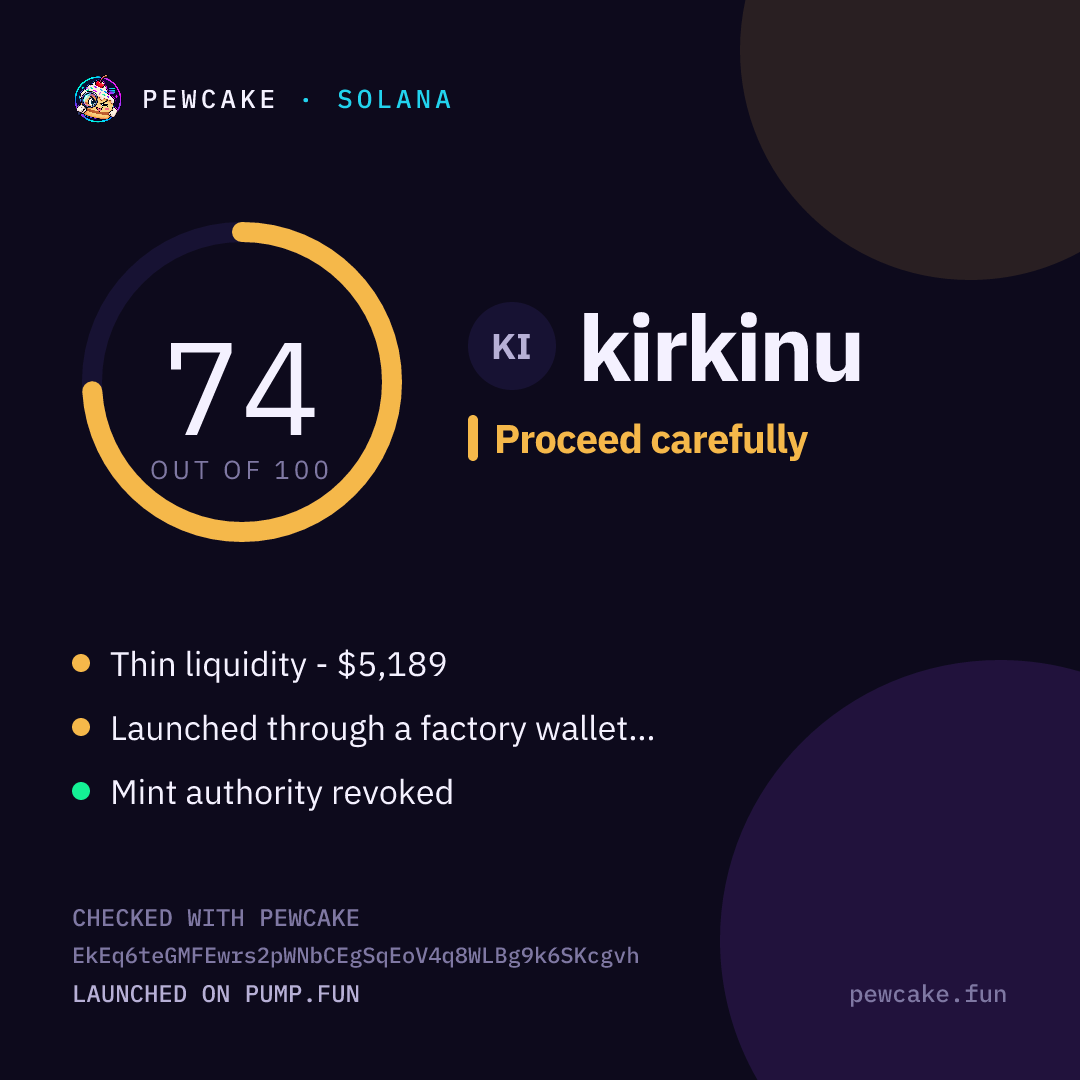 Pewcake risk card for kirkinu