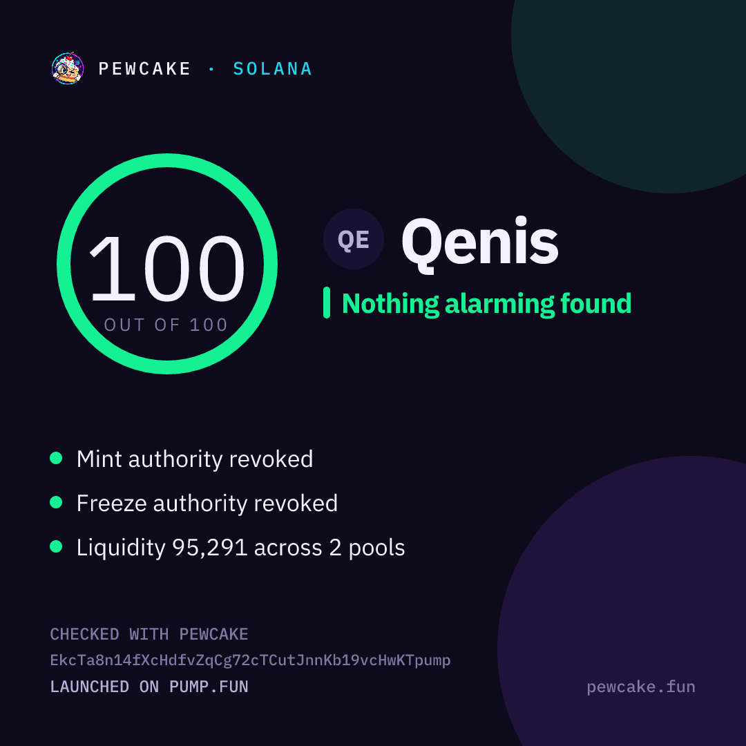 Pewcake risk card for Qenis