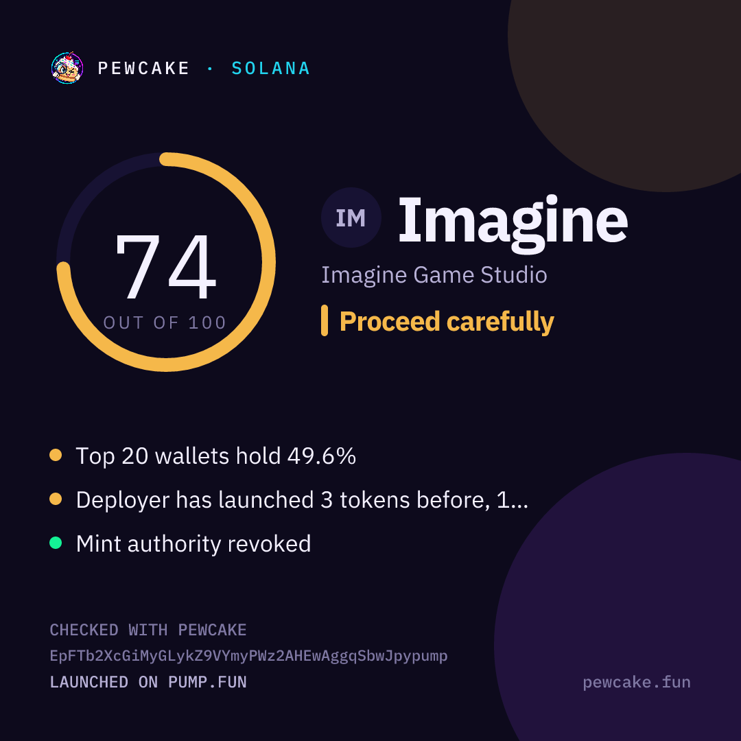Pewcake risk card for Imagine