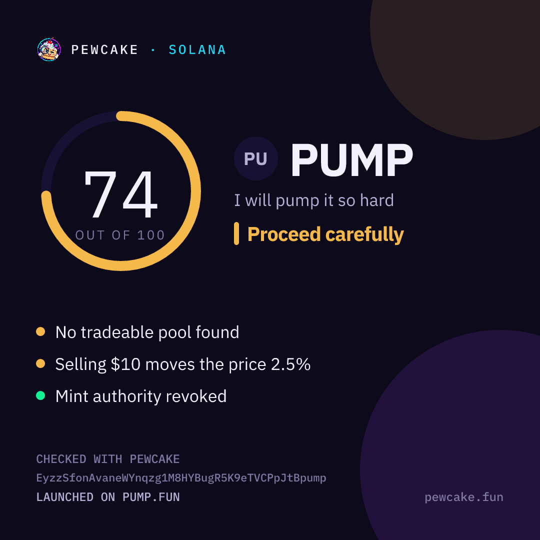 Pewcake risk card for EyzzSf…pump