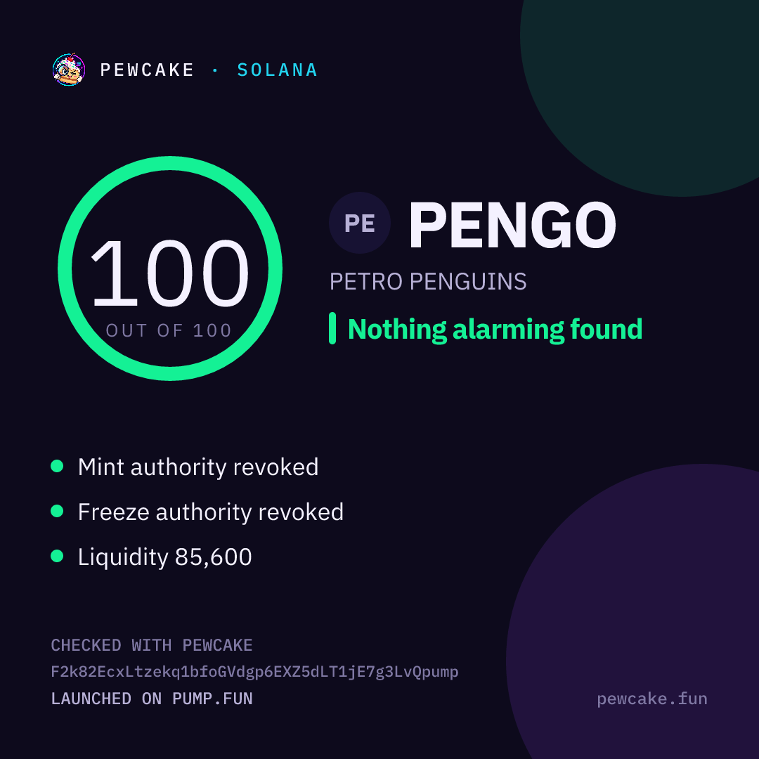 Pewcake risk card for PENGO