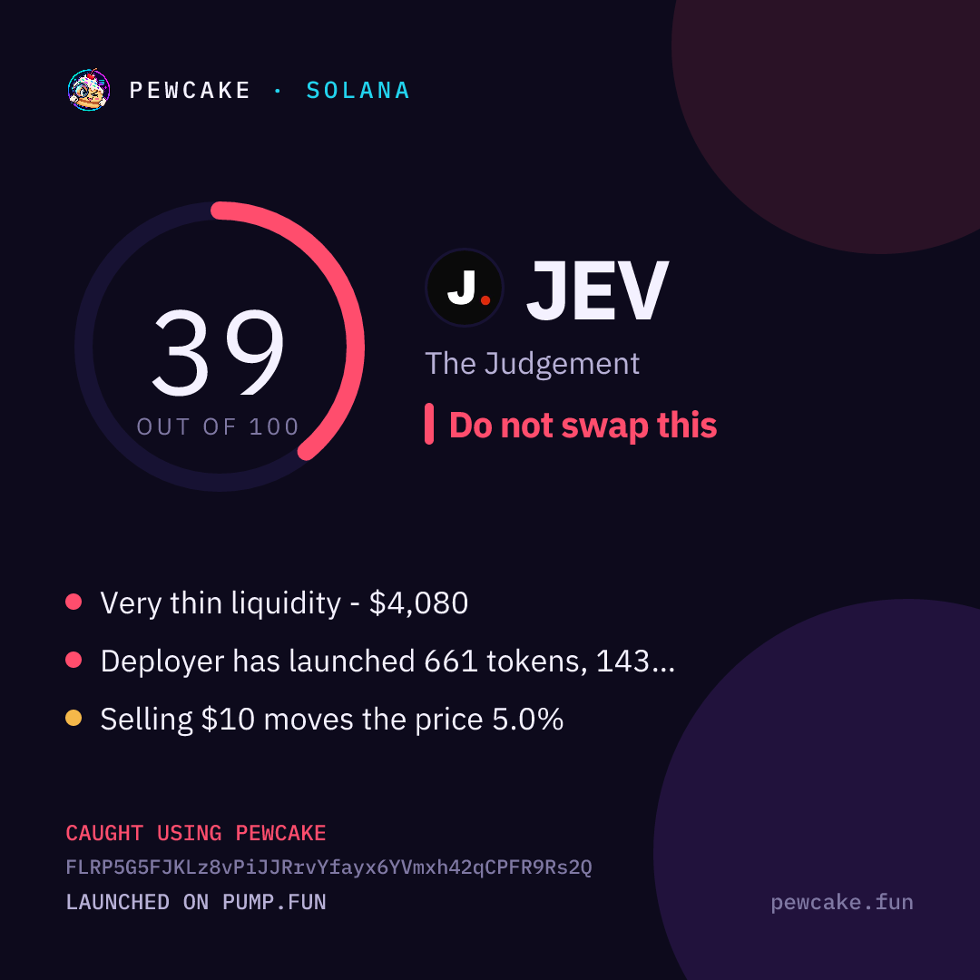 Pewcake risk card for JEV