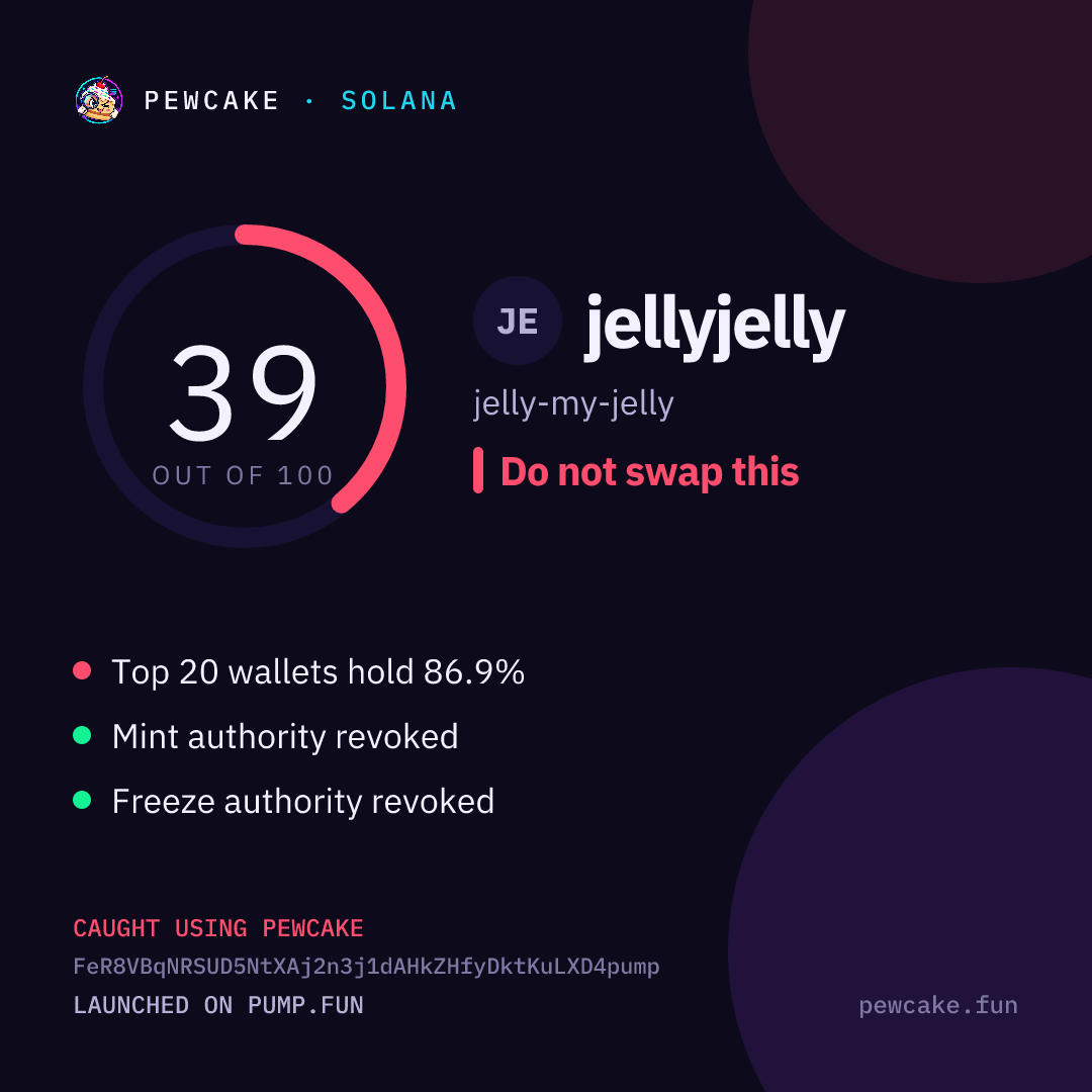 Pewcake risk card for jellyjelly