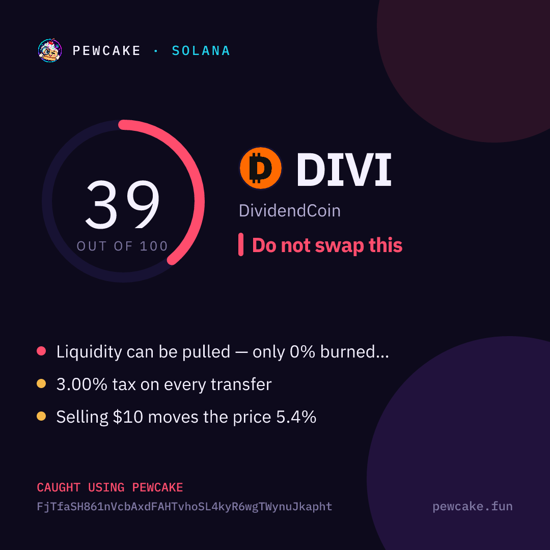 Pewcake risk card for DIVI
