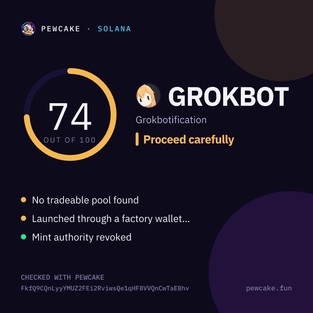 Pewcake risk card for GROKBOT