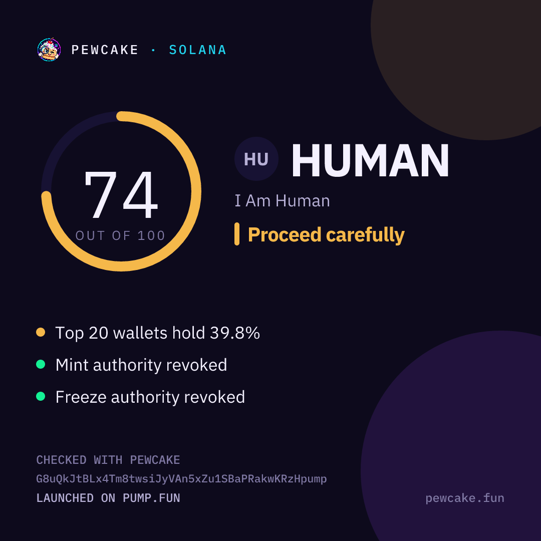Pewcake risk card for HUMAN