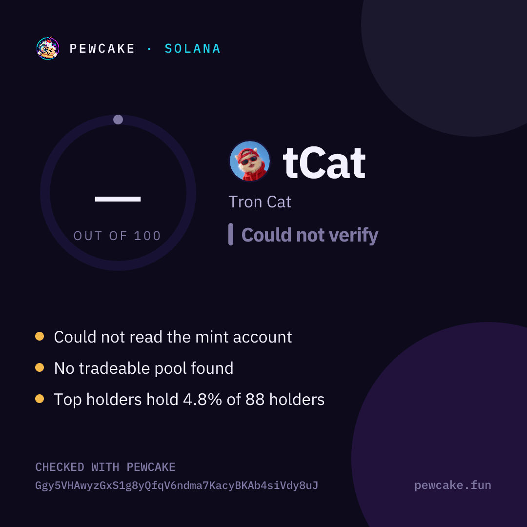 Pewcake risk card for tCat