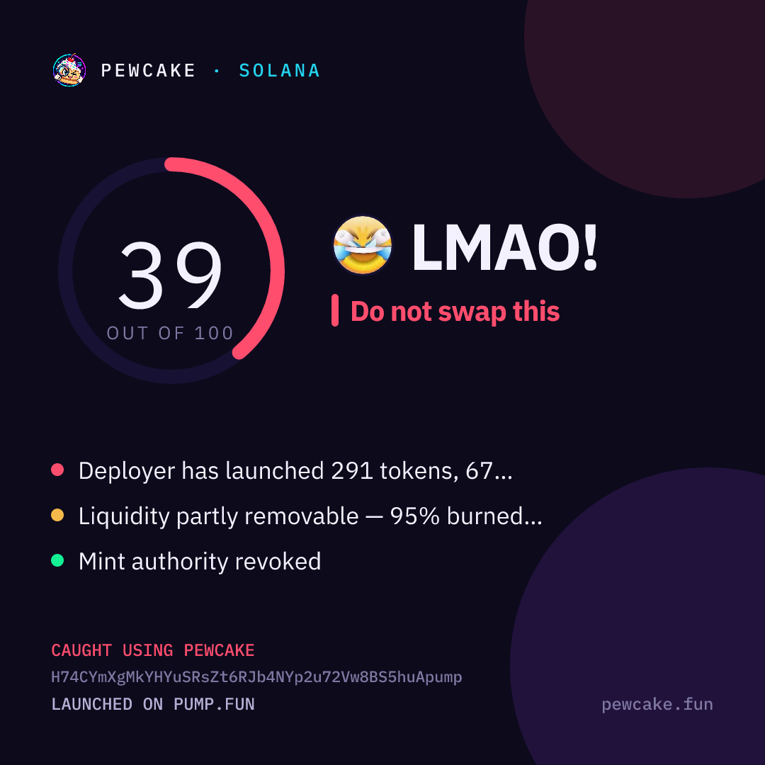 Pewcake risk card for LMAO!